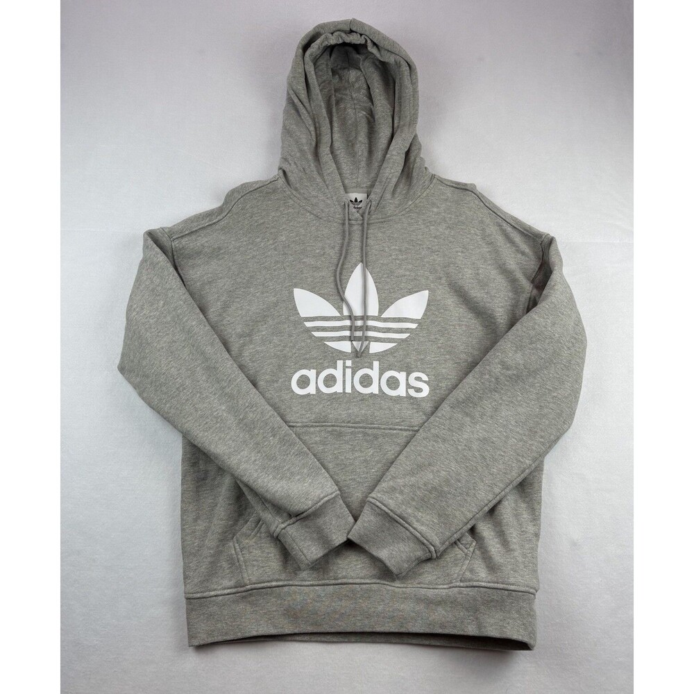 Adidas Originals Hoodie Adicolor Trefoil Womens XS Gray Pocket Drawstring